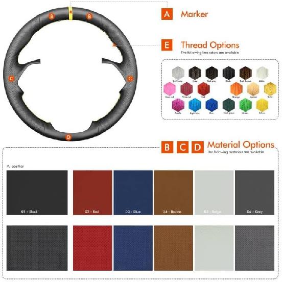 MEWANT Steering Wheel Cover Compatible with Toyota Tacoma 2001-2004 / Tundra 2001-2002 / Sequoia 2001-2002 Hand Sewn Microfiber Leather Car Steering