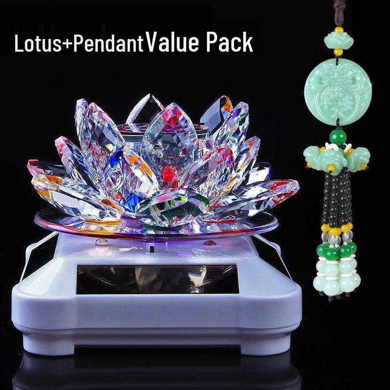 Solar-Powered Rotating Lotus Car Perfume Ornament