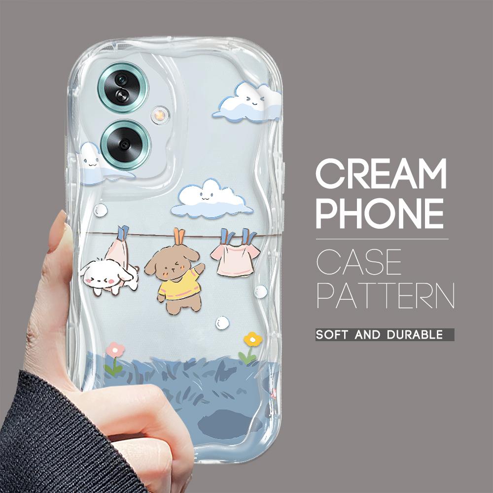 

Милый мультяшный узор, кремовая текстура, мягкий силиконовый чехол с волнистыми краями, чехол для телефона для OPPO Reno Realme OPPO A77 5G прозрачный