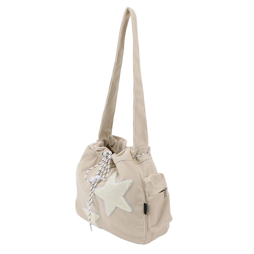 Velvet Shoulder Bag Cute Large Capacity Zipper Closure Star Pattern Women Shoulder Handbag for