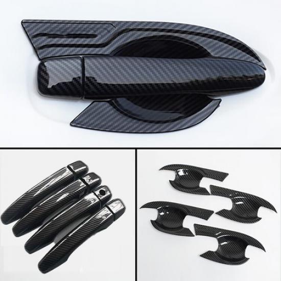 Carbon Fiber Texture Door Handle+Bowl Cover Trim Kit For Honda Accord 2018-2024