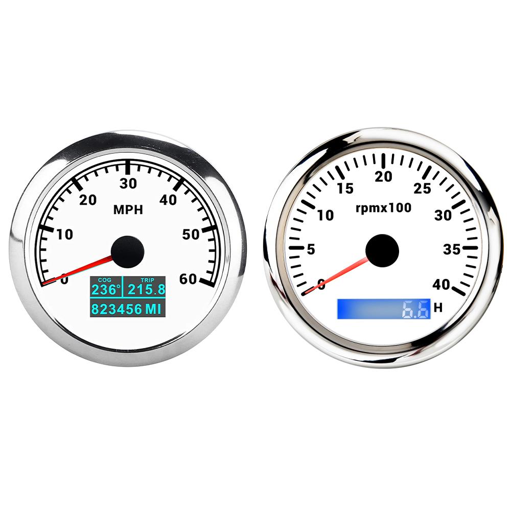 85mm GPS Speedometer 60M 80M 120M 160M 200M with 4K 6K 7K 8K RPM Tachometer with 7 Colors Backlight for Car Boat Yacht 9-32V