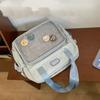 Y2K Women Ita Backpacks Fashion DIY Badge Knapsack Cute Girl Transparent Pocket Casual Nylon Large Capacity Shoulder Bag Handbag