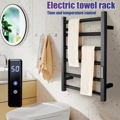 80W IPX5 Waterproof Bathroom Electric Towel Rack 45°~70℃ Stainless Steel Temperature &Time Control Smart Home Heated Towel Rail