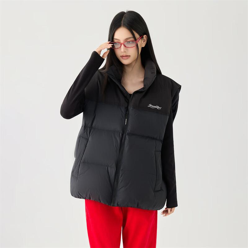 GROUND ZERO Unisex Letter Embroidered 90% Down Vest