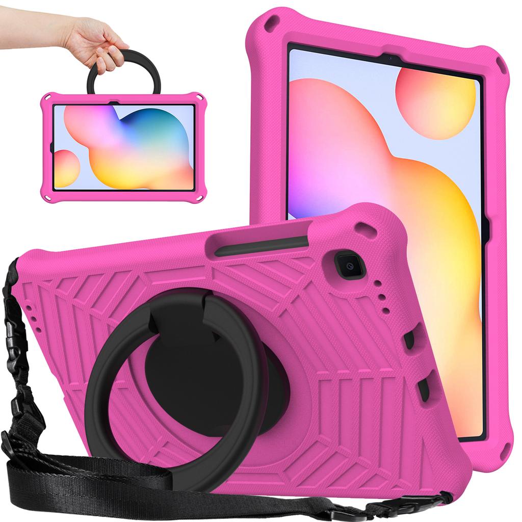 Kids Case for Samsung Galaxy Tab S6 lite P610 A 10.1 T510 8.4 T307 A7 Lite 8.7 A8 X200 EVA Cobweb Pattern with Shoulder Strap