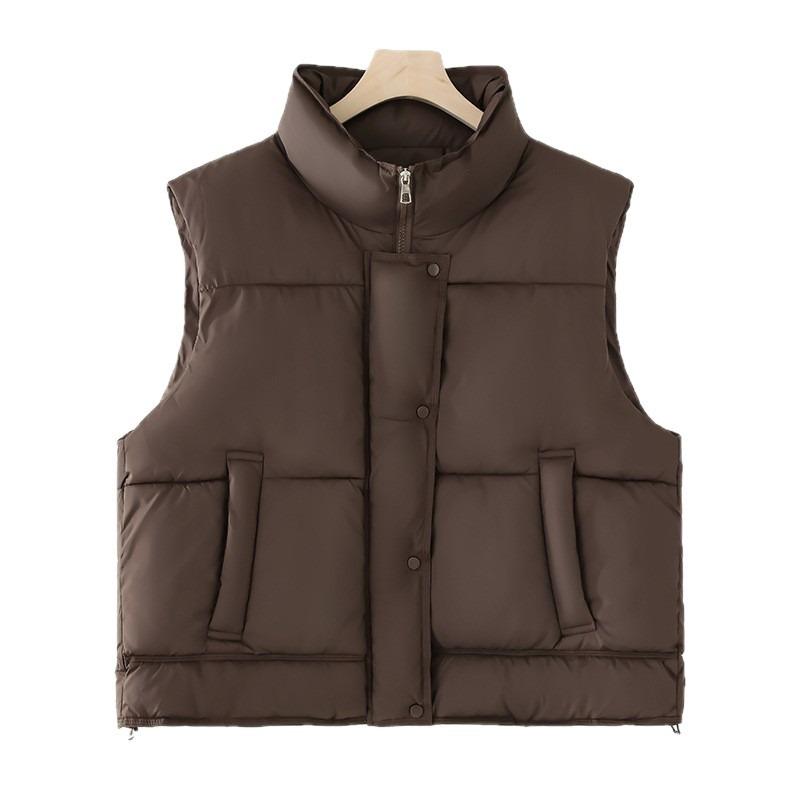 Down Cotton Clothes Vest Women's Autumn and Winter New Loose Cotton Vest Solid Color Cotton Clothes Vest Jacket