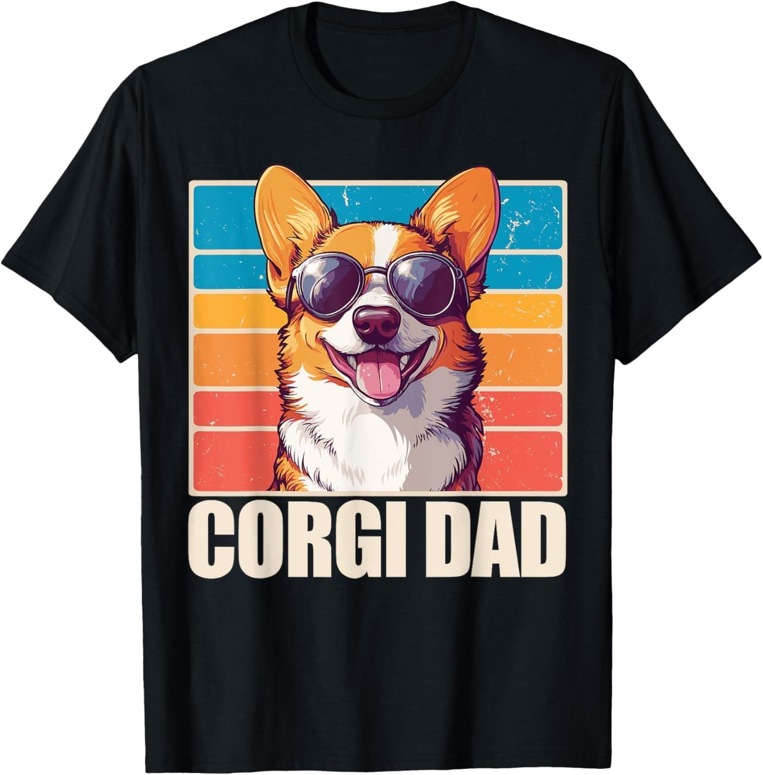 Corgi Dad Cute Dog Cool Sunglasses Present Funny Unisex T-Shirt S