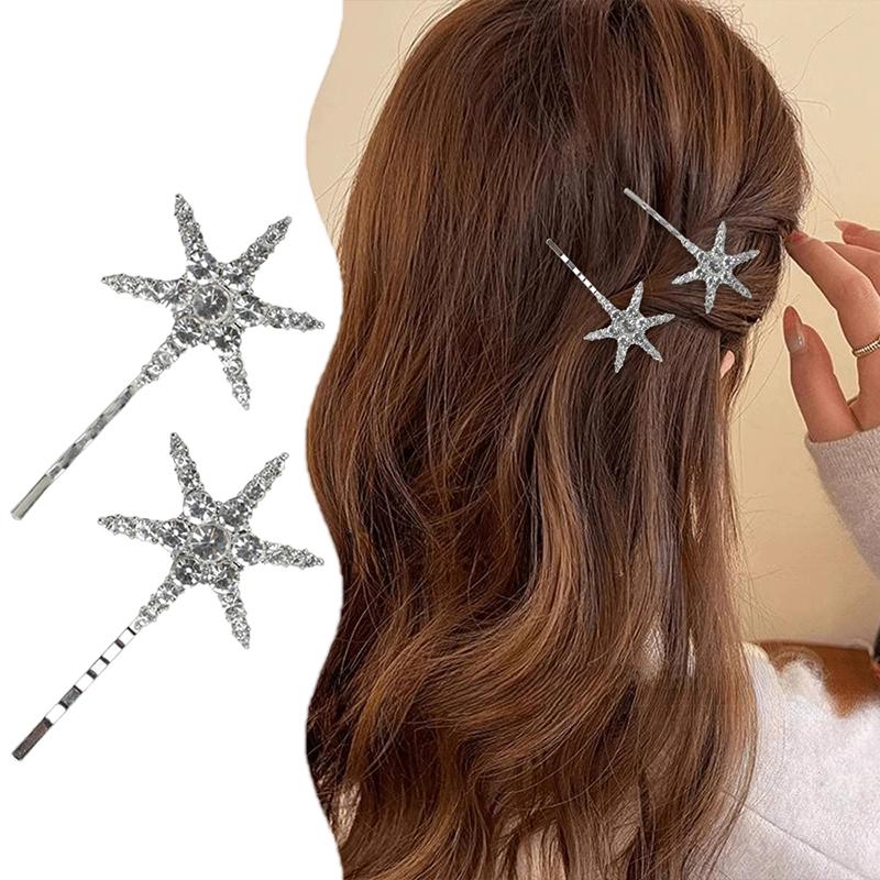 Sparkling  Star Moon Hair Clip Set For Girls Bridal Wedding Headpieces Hair Pins  Jewelry Hair Accessories