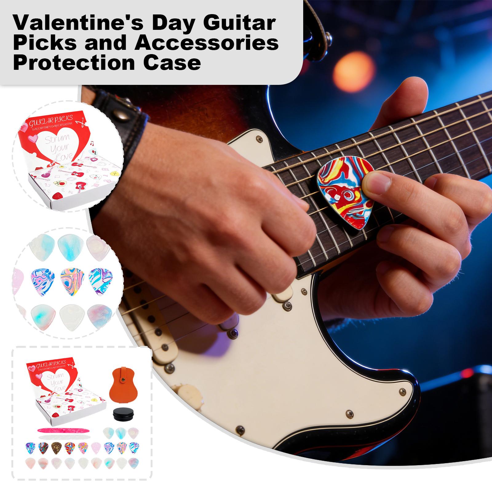 

Valentine s Day Guitar Pick Case Storage Bag Leather Pick Pouch Instrument Accessory Protective Cover One Size