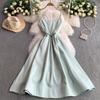 French Gentle Wind Pink Fishbone Suspender Dress Dress Women's Summer Premium Satin Waist Dress
