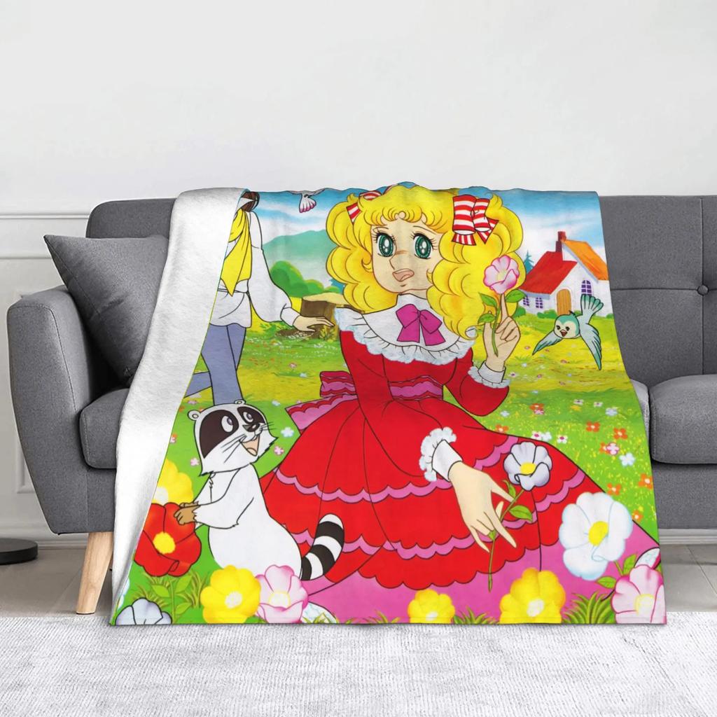 Anime Candy Candy Blankets Fleece All Season Kawaii Cute Girl Flowery Multi-function Thin Throw Blanket for Bed Office Quilt