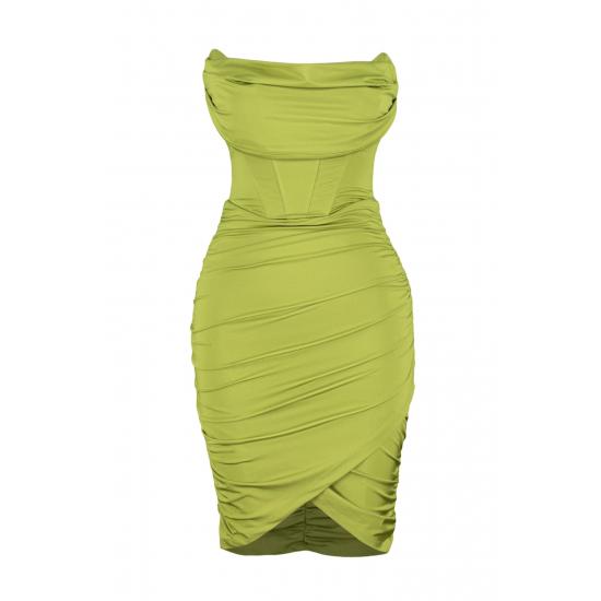 Figurbetontes, gefüttertes Kleid mit Korsett-Details