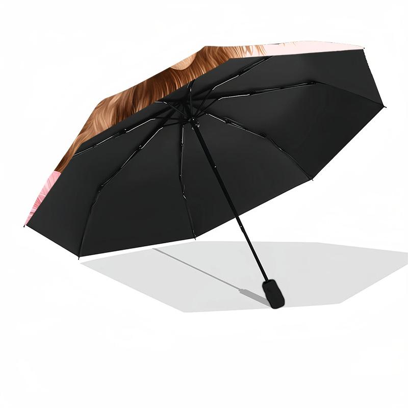 Highland Cow Floral Frame Automatic Umbrella Compact 8-Rib Lightweight Durable Plastic & Iron Travel Essential Fashion Lovers