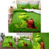 Das Grinch Zeichentrickfigur 3D-gedruckte Bettbezug-Set für moderne Schlafzimmerdekoration