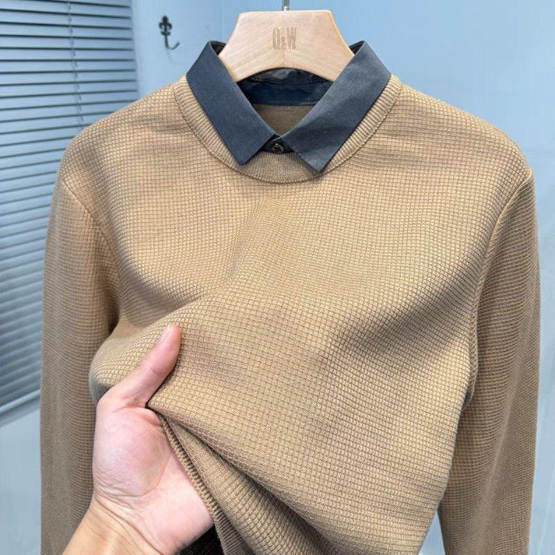 Neue Wintermode Herren Fake-Zweiteiler Spleiß-Poloshirt, dick und warm, cooles und vielseitiges Oberteil