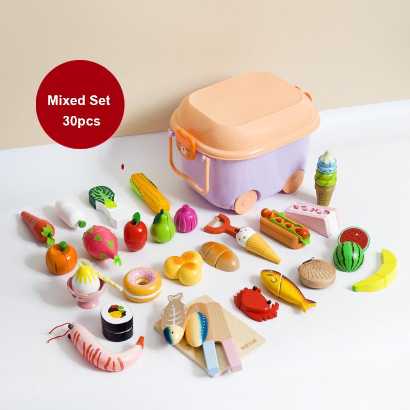 Wooden Pretend Play Children Toys Fruit Vegetable Cutting Set for Girl Kitchen Food Play Imitation Game Montessori Education Toy