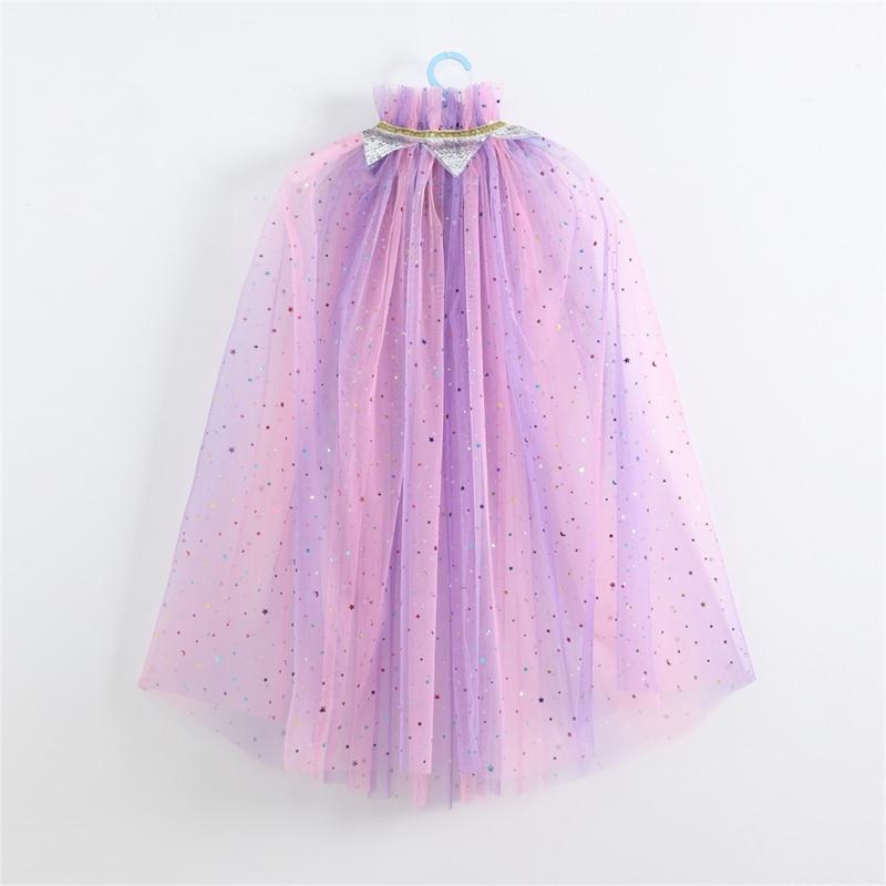 Girls Lightweight Sheer Princess Cape for Fantasy Dressing Up and Birthday Parties Soft Nylon Fabric Costume Accessory