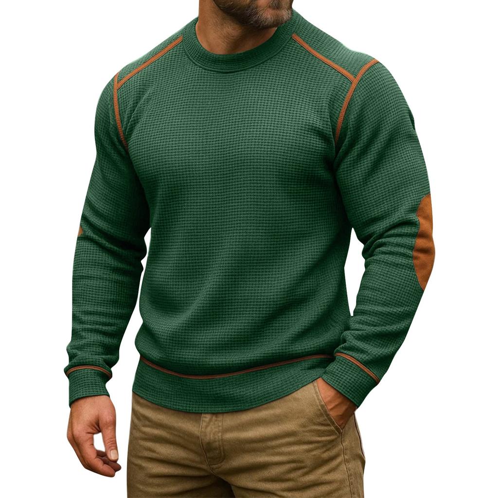 Men's Solid Color Round Neck Long Sleeve Tops Men's Sports Large Size Casual Round Neck Tops