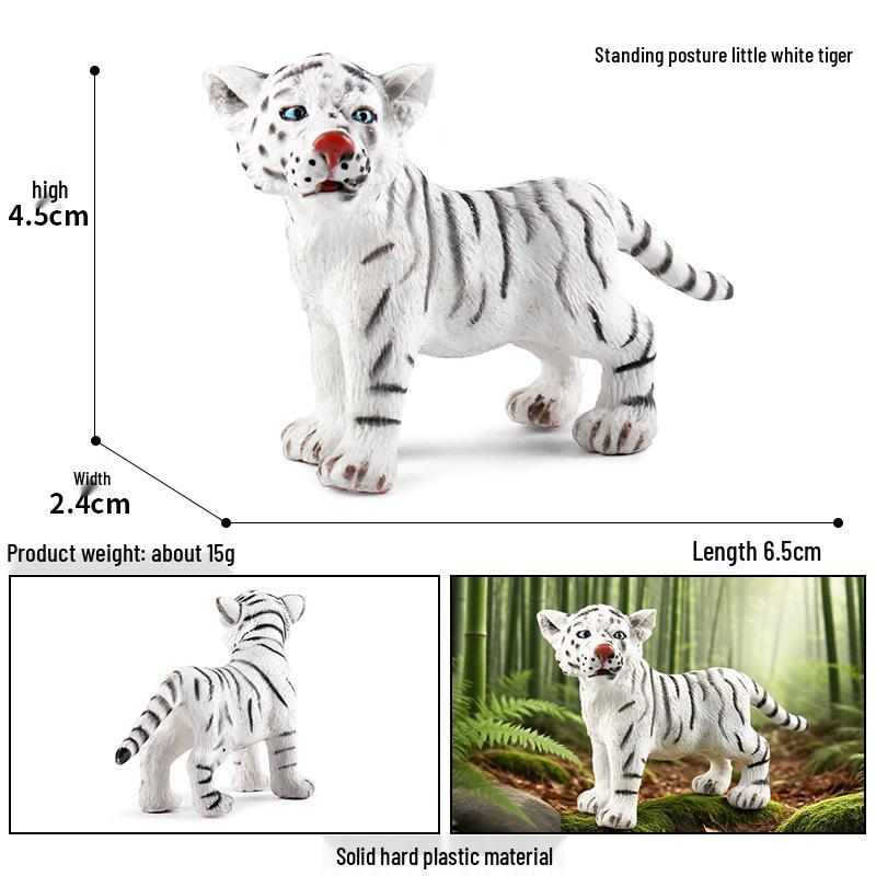 Children s Educational Animal Figurines: Solid White Tiger Set for Cognitive Science Learning
