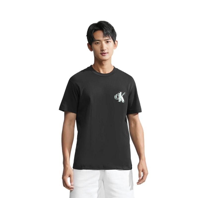 Calvin Klein Fashion Contrast Lettering Loose Cool Round Neck Short Sleeve T-Shirt Men Tops Space-Black J323207-BEH