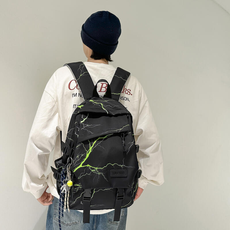 Men's Large Capacity Backpack Graffiti Backpack Student Schoolbag