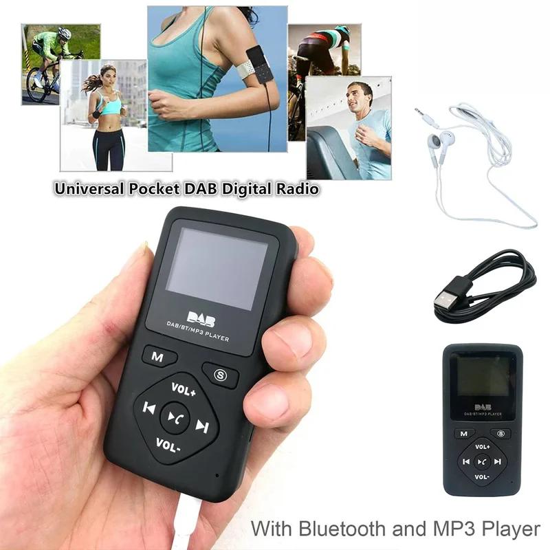 Pocket DAB/DAB+ FM Digital Radio Bluetooth MP3 Player LCD Display Mini Radio Receiver Portable FM Radio Speaker with Earphone
