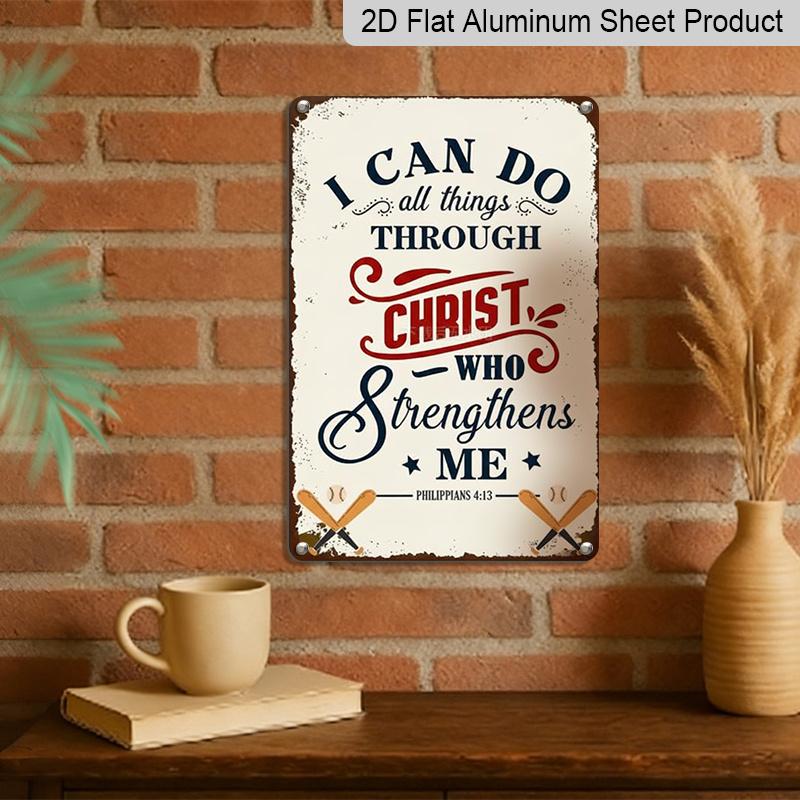 2D Flat 1pc Baseball Christian Quote Metal Sign 7.87x11.81inch - Aluminum Baseball Themed Inspirational Decor for Home, Garage, Man Cave, Sports Room