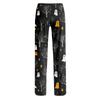 Damen Loungehose mit Kordelzug und Halloween-Print, lässig, volle Länge, entspannte Passform, Schlafanzughose für den Alltag