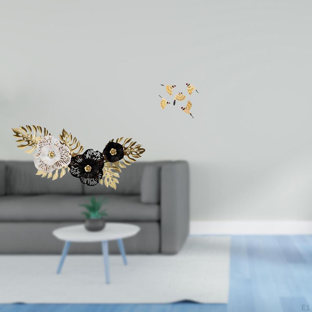 Nordic Leaves Sculpture And Wooden Bird Wall Art Hanging Ornament for Dining Room Bedroom Office