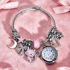 Ocean-Themed Multi-Pendant Bracelet With Watch Fashionable And Suitable For Commuting Stainless Steel Handmade Beaded Bangle