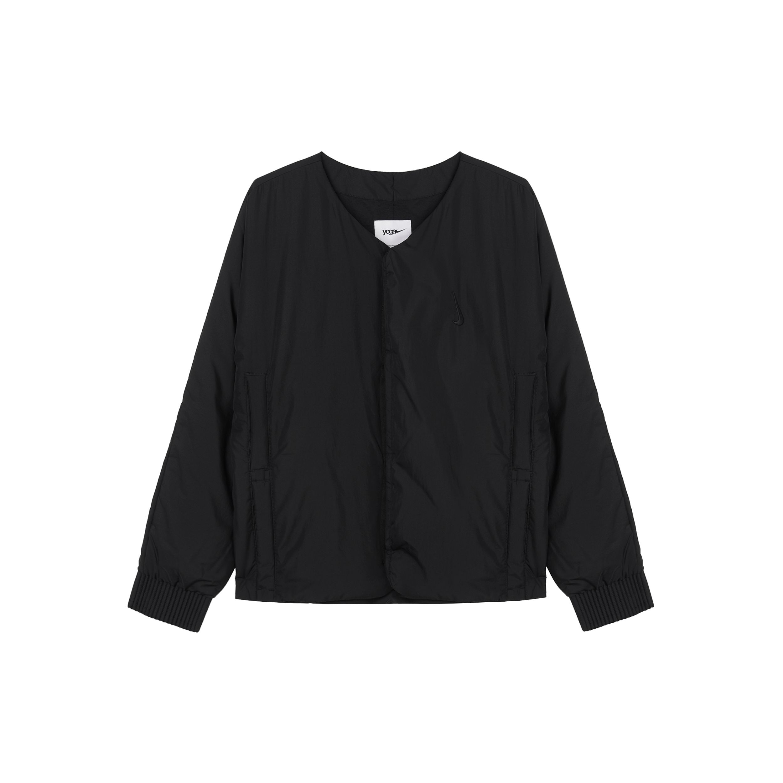 

Nike Теплая тренировочная хлопковая куртка для йоги, однотонная потайная пуговица, мужские топы, черные FB8609-010 L