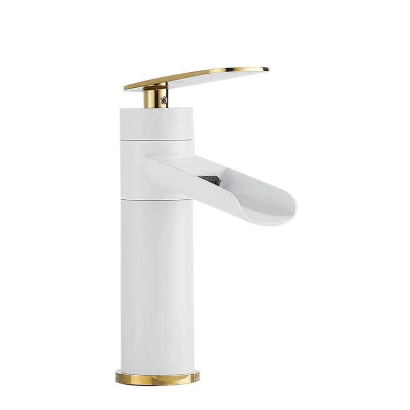 Antique Basin Faucets Waterfall Faucet Bathroom Black Sink Taps Single Lever Hot and Cold Water Mixer Taps Black White