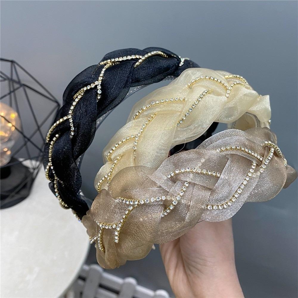 Non-Slip Organza Braided Headband Elegant High Cranial Top Headband  Women's Hair Accessories