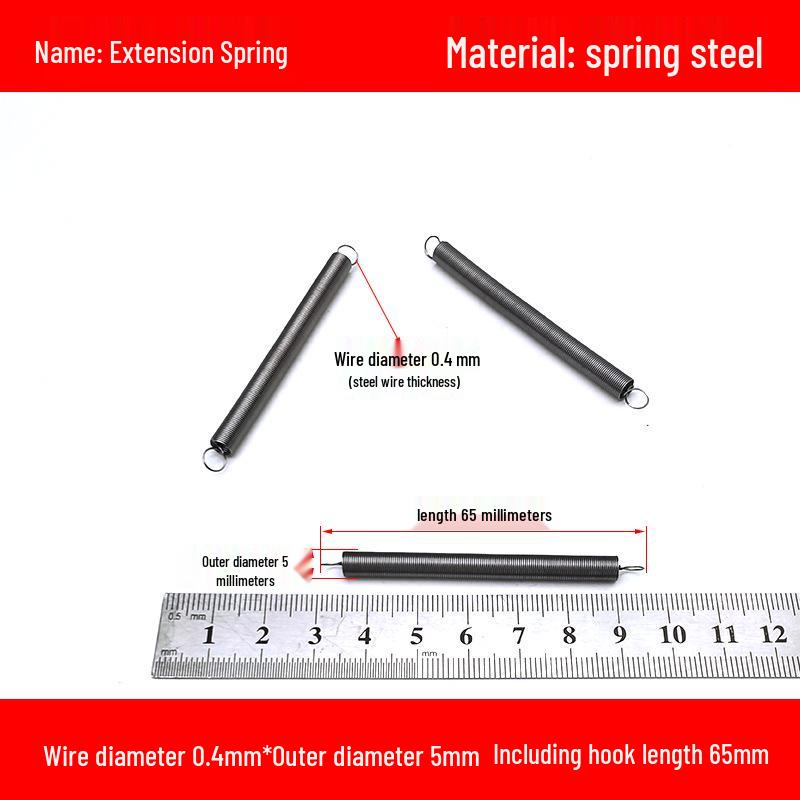 Micro Precision Extension Tension Spring Set with Hooks, 0.4mm Wire Diameter, 3-5mm Outer Diameter