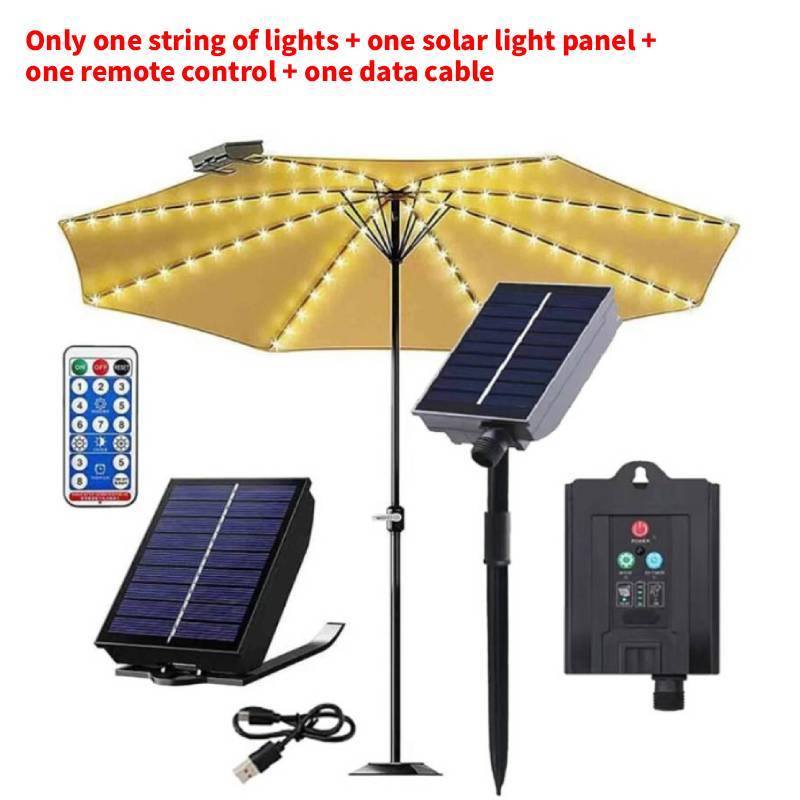 Sun Umbrella String Lights With Remote Control For Outdoor Camping And Patio Decor Warm Light