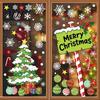 Snowflake Window Stickers 2Pcs Christmas Tree and Merry Sign Clings, PVC Static Glass Stickers, Reusable Decorations Holiday Decals with Star Colorful