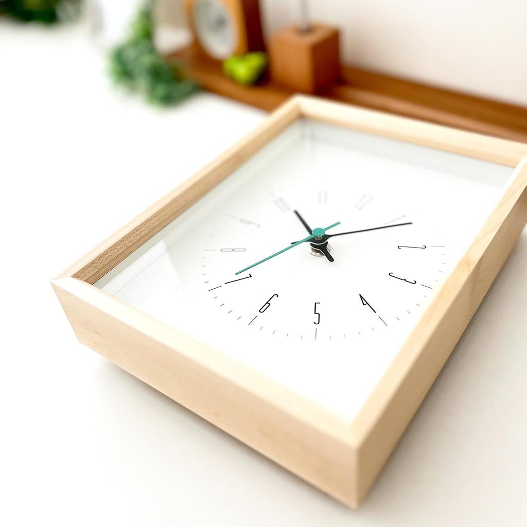 KATOMOKU Doppelnutzuhr, 2-H. Ahorn, km-147HMRC, Tisch-/Wanduhr, Laufsekundenzeiger, 22 x 1 x 5cm (Funkuhr)