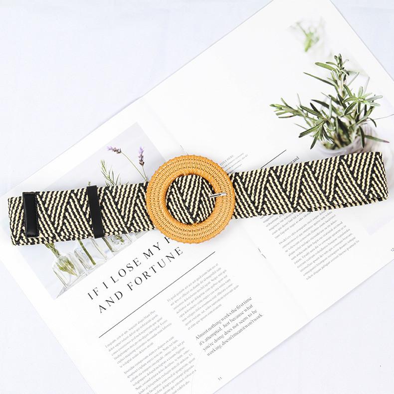 Waist Weave Rope Round Buckle Square Buckle Women Single Loop Waist Gift Belt