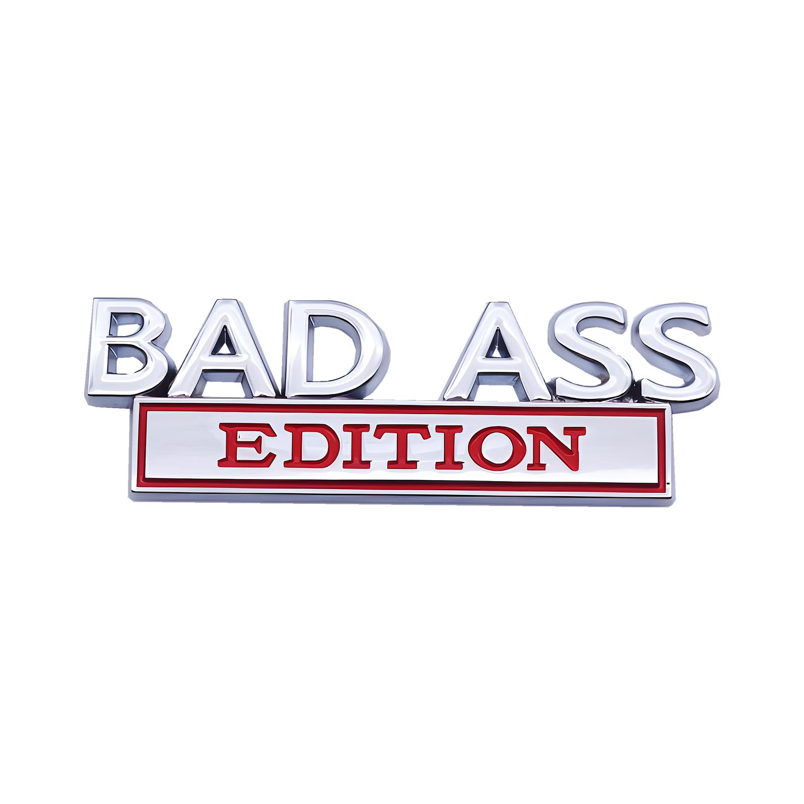 BAD ASS Edition Metal Car Stickers Applicable to Car Fender Bumper Rear Window Full Body Outline Badge Silver Red