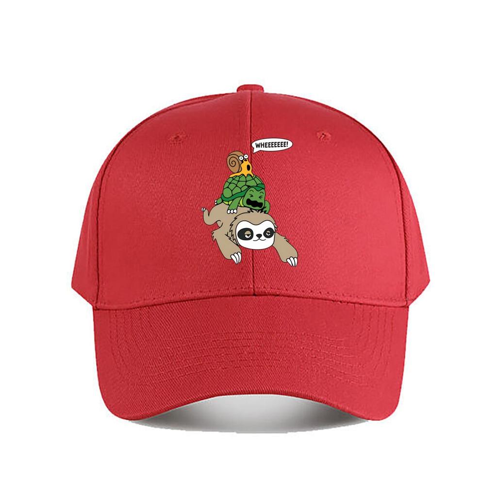 WHEEEEEE Funny Sloth Turtle Snail Animal Stack Graphic Baseball Cap Fashion Unisex Sunhat Womens Outdoor Sports