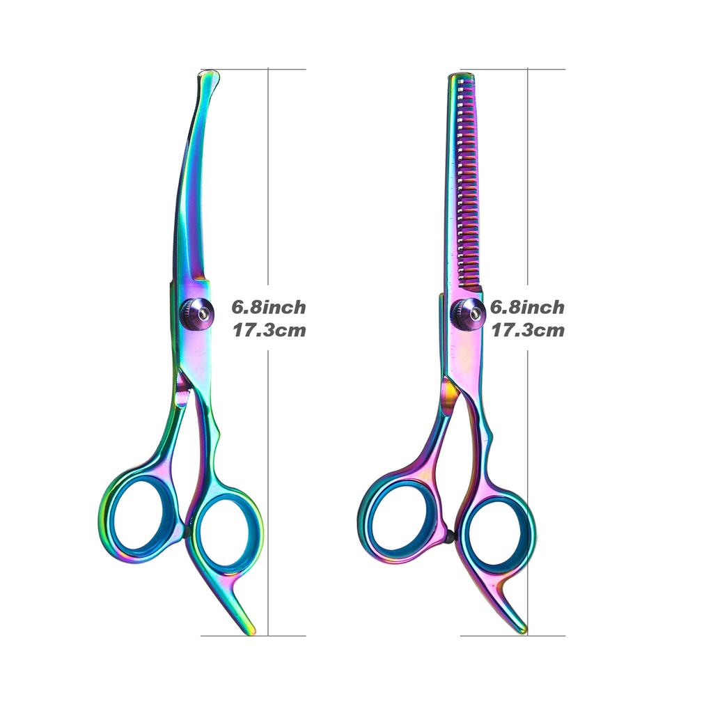 Professional Stainless Steel Pet Grooming Scissors - Right Hand Orientation, Multi-Purpose Hair Trimming Shears with Round Head,