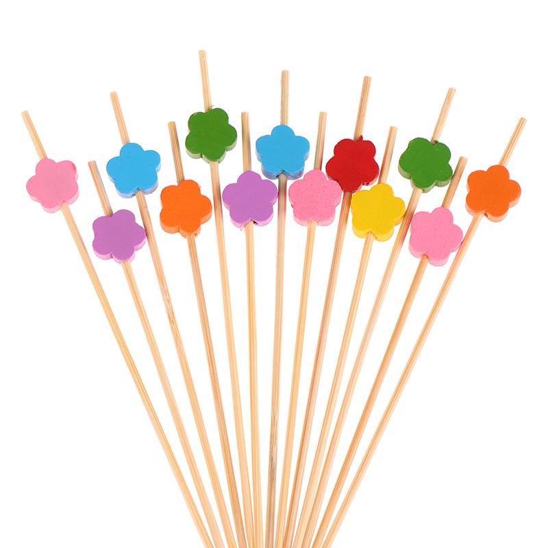100Pcs Cute Plum Bamboo Skewers Food Cocktail Picks Buffet Fruit Cupcake Fork Sticks Party Table Decor Supplies