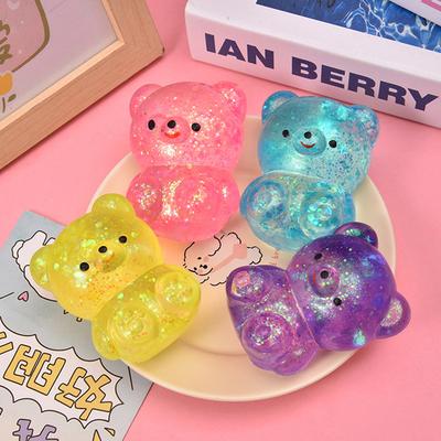 Fidget Bear Toy Squishy Glitter Gummy Bear Small Cute Animal Relieves Stress Fidget Splat Decompressions Vent Squeeze Toy