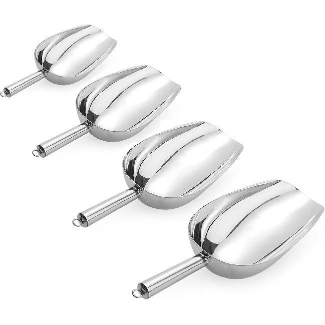 Cedilis 4 Pack Food Ice Scoop, 8oz, 12oz, 16oz, 24oz Stainless Steel Scoop, Heavy Duty Utility Scoop for Multi-Purpose Use, Candy Popcorn Flour Metal
