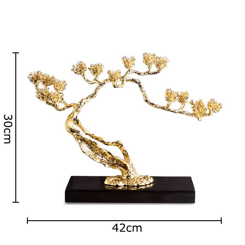 

Lucky Golden Pine Tree Metal Sculpture Desk Decoration Creative Pine Tree Crafts Feng Shui Ornaments Home Decor Accessories