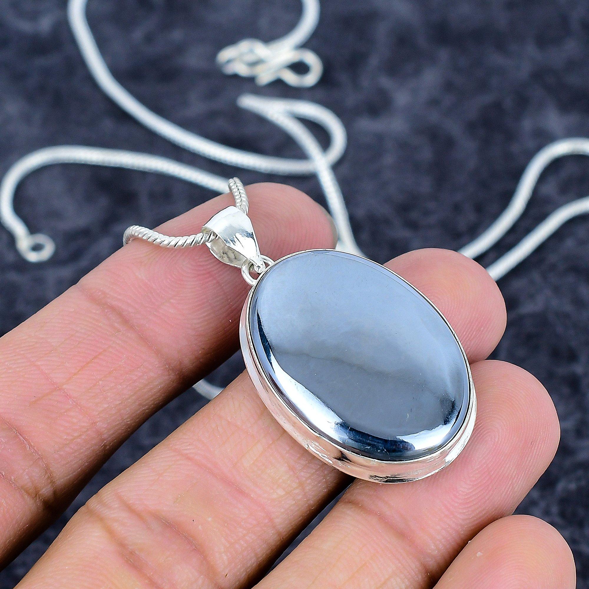 

Hematite Gemstone Handmade 925 Sterling Silver Jewelry Pendant 1.65 M-3219