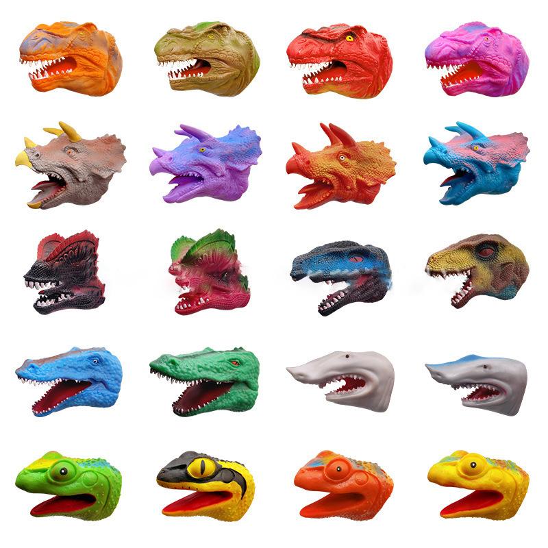 Simulation Dinosaur Puppet Gloves Soft Rubber Triceratops Tyrannosaurus Rex Simulated Animal Gloves Boys Toys