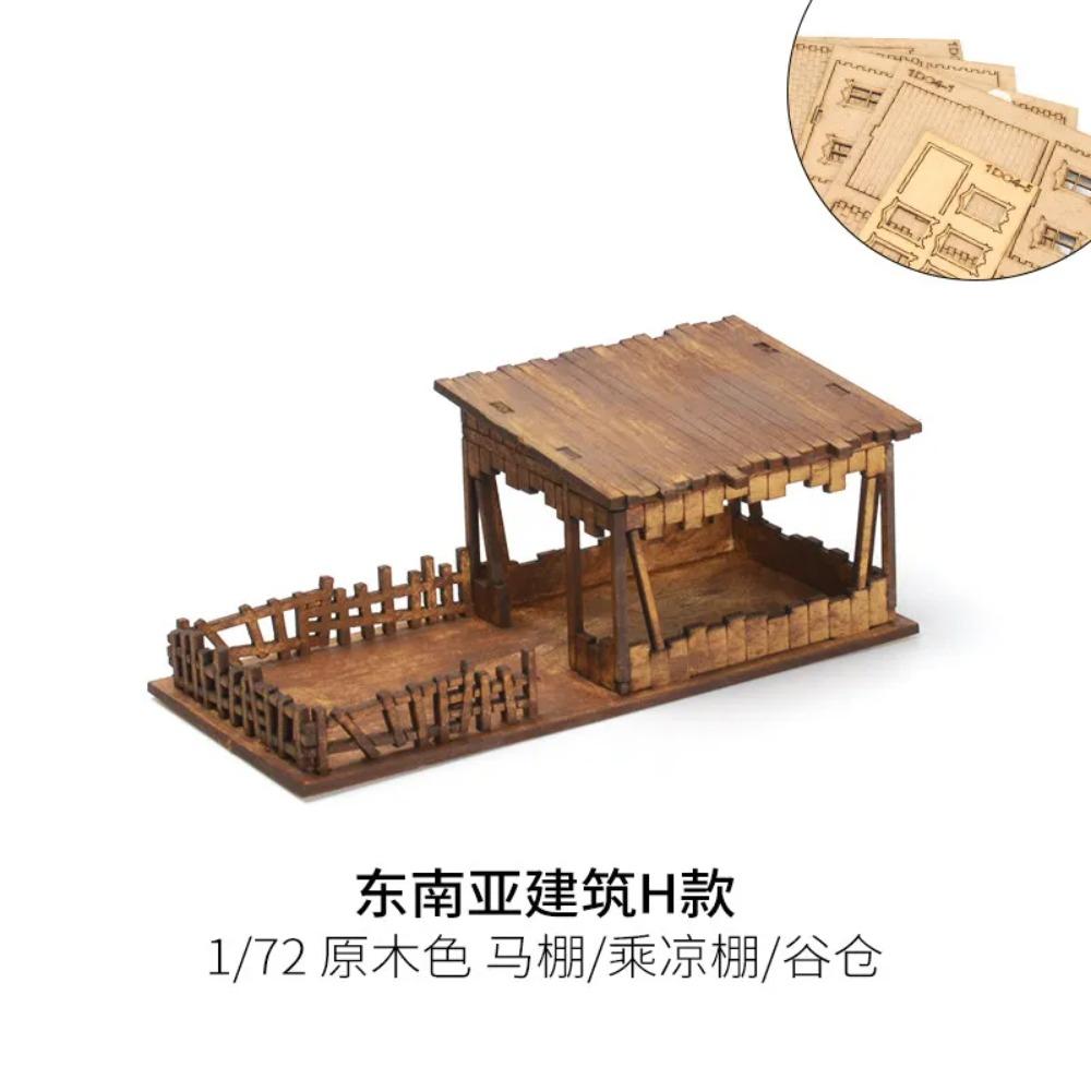 1/72 Holz-Bausatz Südostasien Haus Tempel Naher Osten Konstruktion Puzzle Modellbausatz für DIY Handgemachte Szene