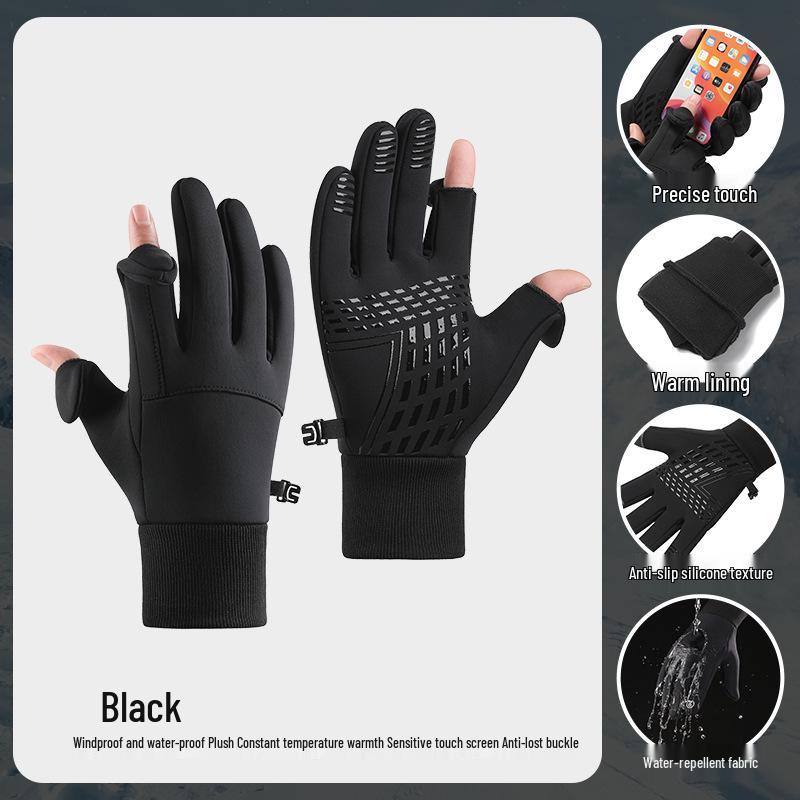 Unisex Windproof Touchscreen Cycling Gloves - Warm, Non-slip, Water-Repellent for Autumn/Winter